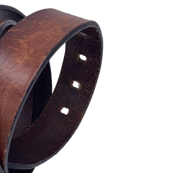 Vegetable Tanned Cowhide Leather Belt Men's Size Large Brown Casual Work Office - Picture 3 of 4